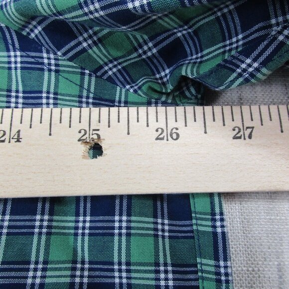 L.L Bean Shirt Mens XL Navy Green Plaid Traditional Fit Short Sleeve Button Down - Picture 7 of 7